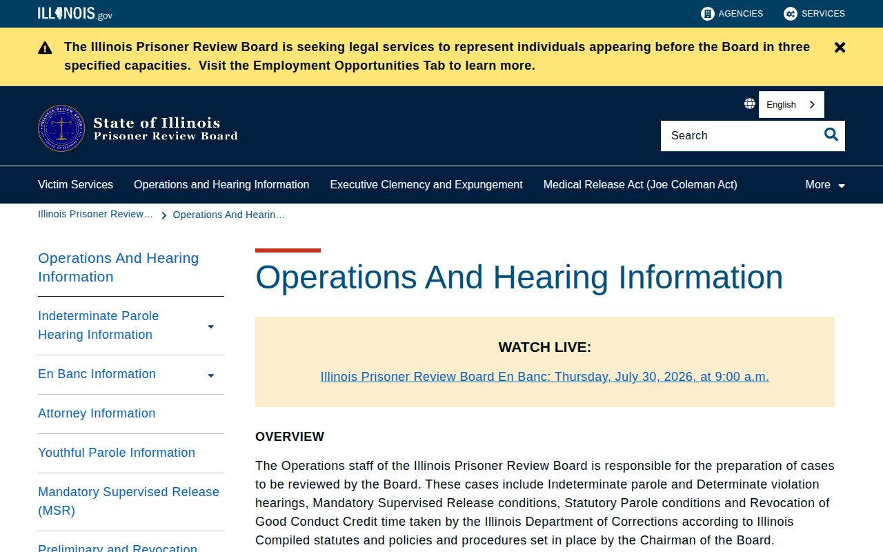 Livingston County post-release supervision PRB hearing information